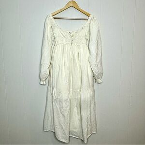 Kimchi Blue Ivory Long-Sleeve Empire Waist Maxi Babydoll Regency Peasant Dress M